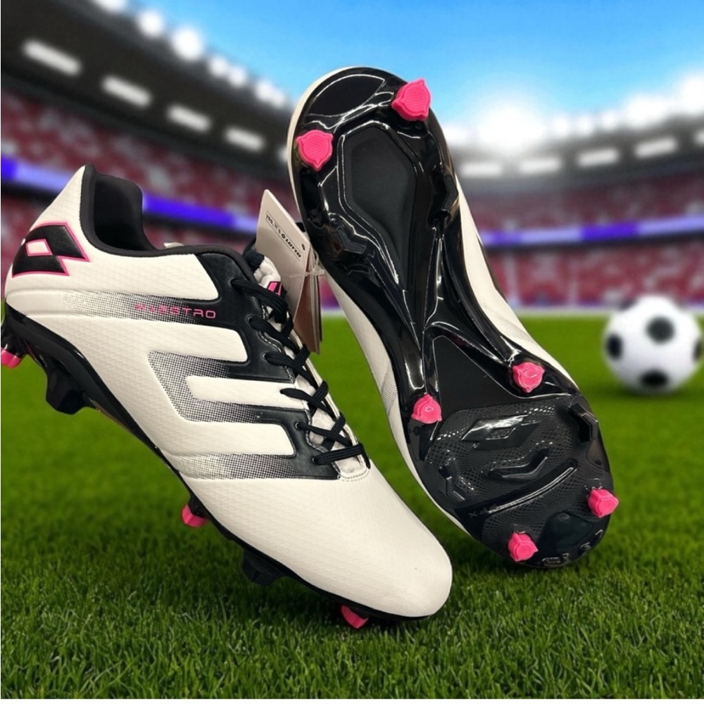 Lotto Maestro Soccer Cleats Mens 7.5 White Black Pink Puntoflex CE176 New